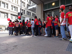 Fast food workers protest in Chicago.