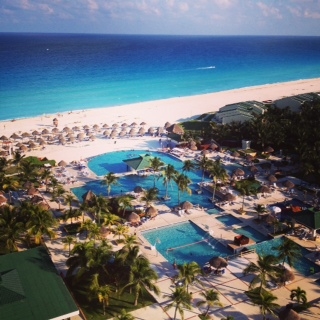 A picture taken by me of the view of our hotel at the Iberostar resort in Cancun,Mexico. 