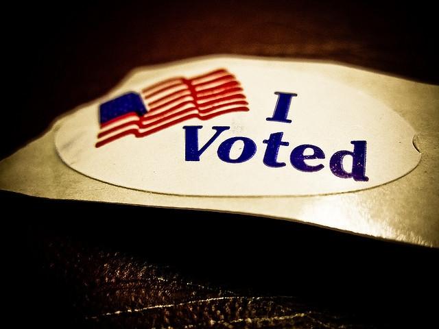 “I voted” sticker that is handed to those who participate in voting.
