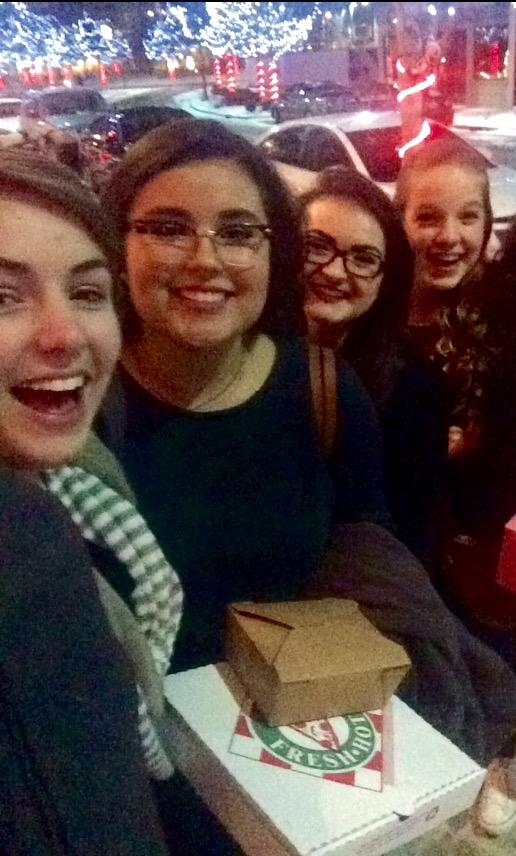 Photo courtesy of Sarah Yoder, it pictures (from left to right) sophomore Sarah Yoder, junior Micaela Harris, junior Krista Wilson and sophomore Ally McSwain, after a fun night at the Normal Theatre. 