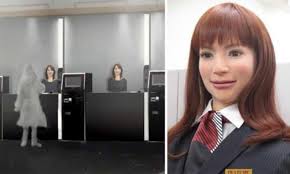 | One of Henna-na Hotel’s new lifelike robot employees |
