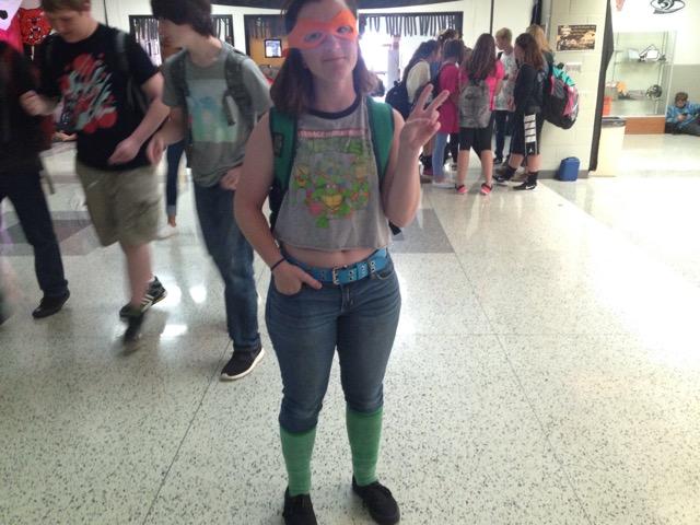 Junior Katie Carey dressed as a Teenage Mutant Ninja Turtle