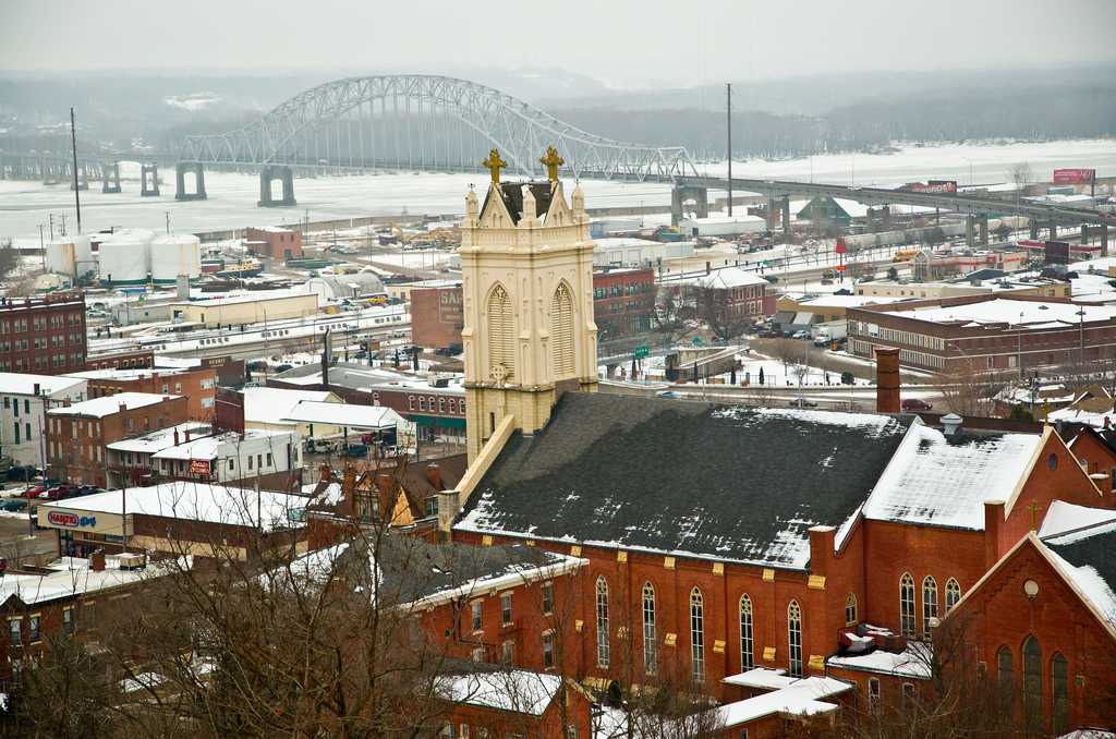 Skyline of Dubuque in the winter