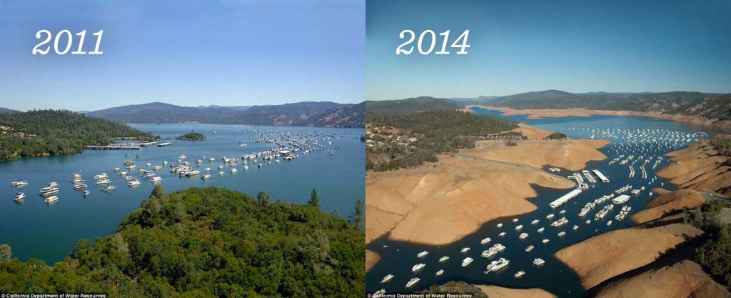 Here pictured is the effects of the drought in California after 3 years. 
