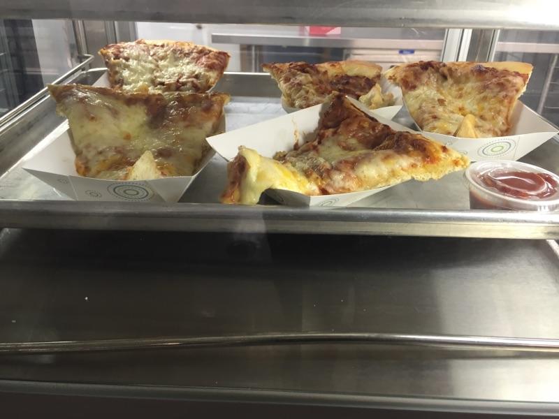 Pizza in the main cafeteria, served everyday. 