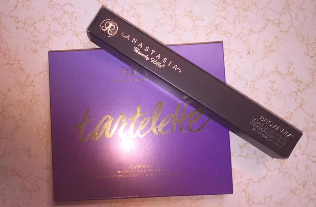 Pictured is the Anastasia Beverly Hills brow wiz and the Tarte Tarlette palette, both of which are popular products for the spring and summer months