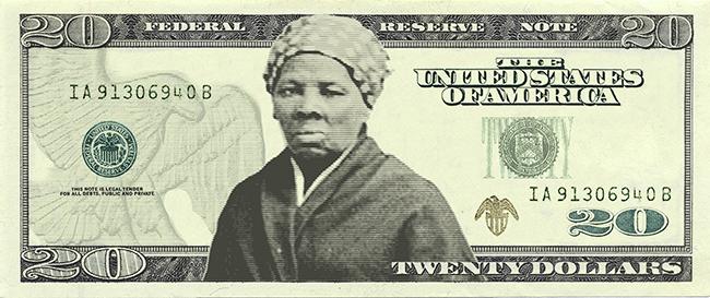 In this mock up of the future 20 dollar bill, Harriet Tubman adorns the front side; which will make her the first woman and first African American to appear on the US dollar