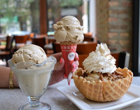 Oberweis Dairy sells a variety of ice cream: banana splits, old fashioned hot fudge sundaes, root beer floats, shakes and much more.