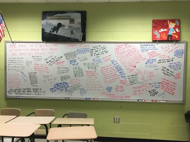 Normal West English teacher Mr. Rumps has been letting students write letters to Livi Sonetz, who passed away this last Wednesday. This is one of the many ways students have been grieving and coping with the loss of their fellow Wildcat.