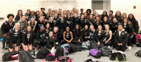 Girls track team before first meet on March 3rd.  Photo taken by Coach Copple.