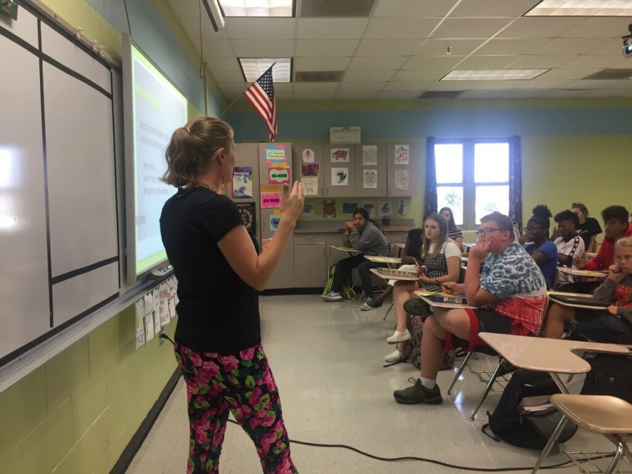Mrs. Sharer-Barbee teaches her health class about the importance of mental health in high school. 
Photo by: Hannah Sparrow