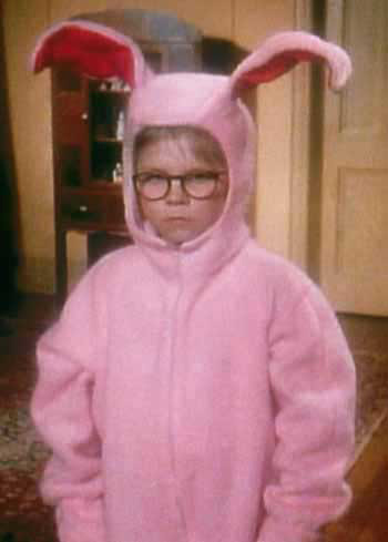 Ralphie from “A Christmas Story” sporting his unwanted gift.