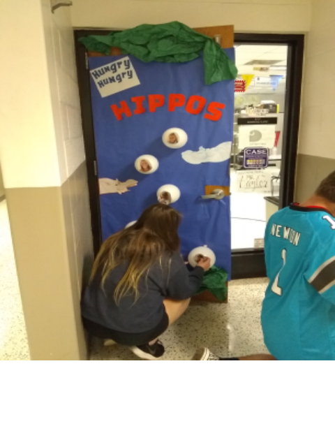 As Homecoming week is coming to a close, the competition is just heating up for the door decorating competition.  After judges choose the winner they will get a pizza party for the homeroom class.  Sydney Bills, a senior at West, says she has working on decorating for the past three days and wants her hard work to pay off.