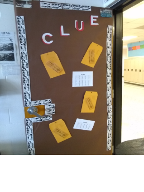 In spirit of the Homecoming theme, students in various homerooms are decorating their homeroom doors.  Judges will go around and judge which door is the best and the winning homeroom will get a pizza party!