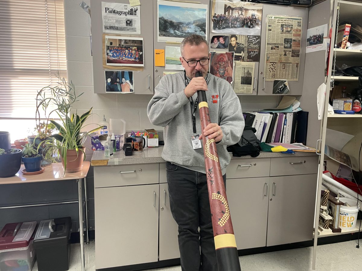 Many students know Dr. Bierbaum for his superior teaching skills; however, he is a man of many talents. Here, Dr. Bierbuam is seen playing the didgeridoo, a very unique instrument. 