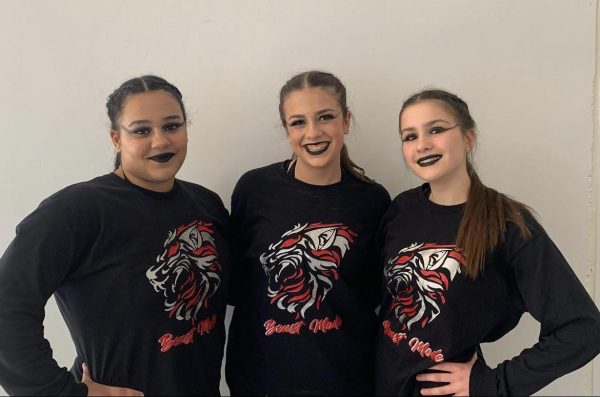 The small but mighty Normal West Dance team recently took 5th place at the IDTA State Competition! Pictured are team members: Kiarra King, Emma O’Brien, and Ali Hart.