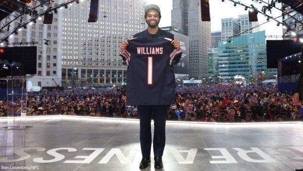 With the first pick of the 2024 NFL draft, the Chicago Bears selected Caleb Williams, of USC. The Bears have had a historic off-season with a draft to match while not only getting Williams at number one but also getting the coveted Rome Odunze.