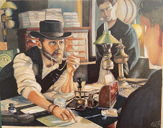 Senior Natalie Sokulski's art is often inspired by media of interest, and this drawing is inspired by the show Peaky Blinders. Sokulski's work was awarded a gold medal at the Central Illinois Regional Art (CIHSAE) Show.