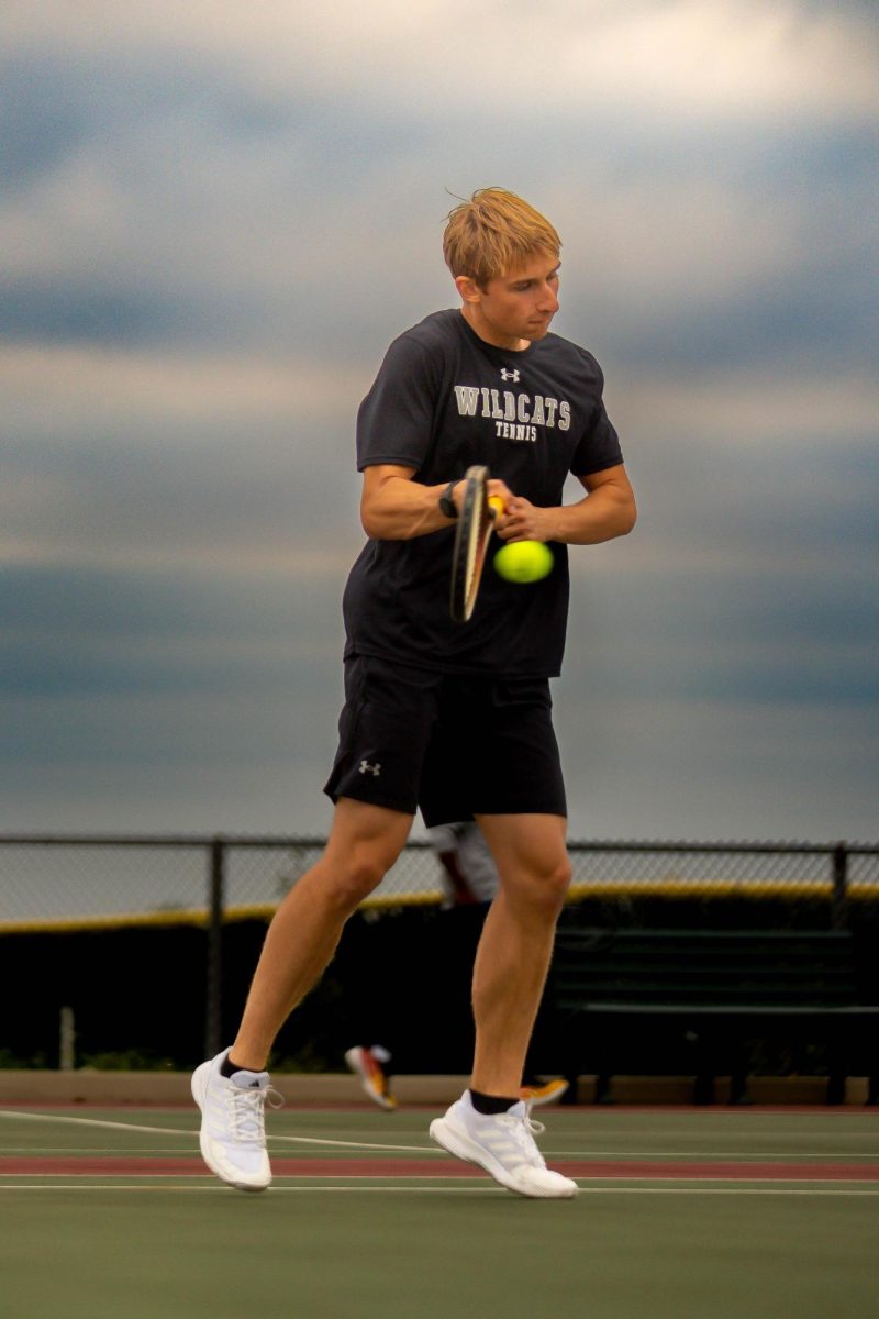 Senior Trevor Pomis is a first-time tennis player and has made an immediate impact.