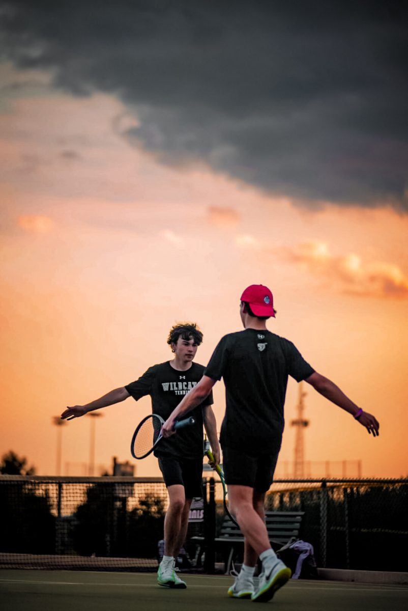 Junior Dane Schlipmann and senior Evan Patelli are the top West doubles team and are having a strong season. In the second year of taking over the program, Coach Drew Emerick continues to build team culture.