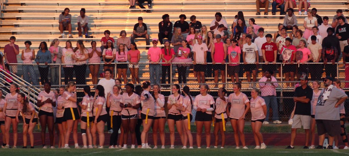 The infamous homecoming powderpuff game is always a fan favorite, and this year was no different.

The competition was very back-and-forth, ending in a 30-30 tie between the junior and senior teams.

The seniors relied heavily on Addyson Hammond, who had two touchdowns on the night.

The juniors had Journey Johnson who also had two touchdowns.

With only 4o seconds left in regulation, the seniors looked to be on their to taking a win; however the juniors marched down the field, scoring with no time left on the clock. A missed field goal left the 2025 homecoming game tied.