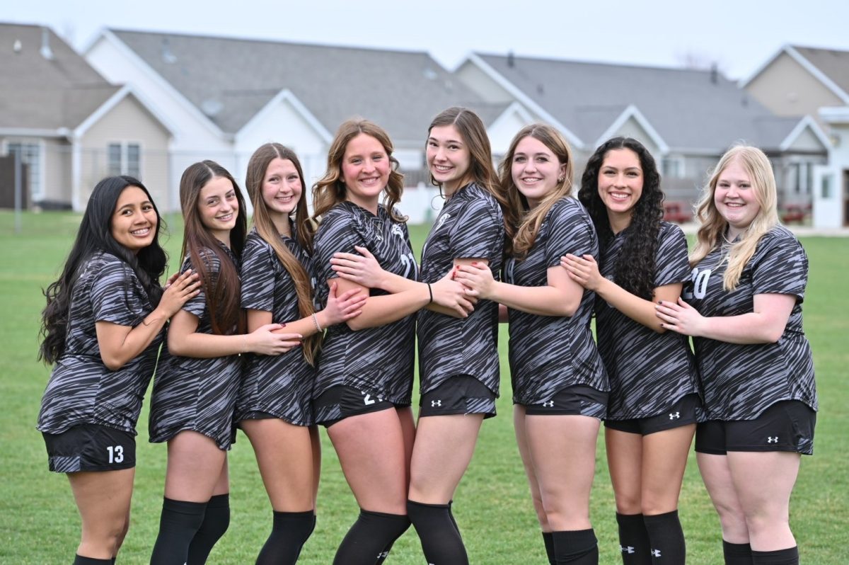 The 2026 girls soccer team is leaning on their senior leadership but also looking to their underclassmen to step up this season. Above, the Normal West seniors take a moment to pose.
