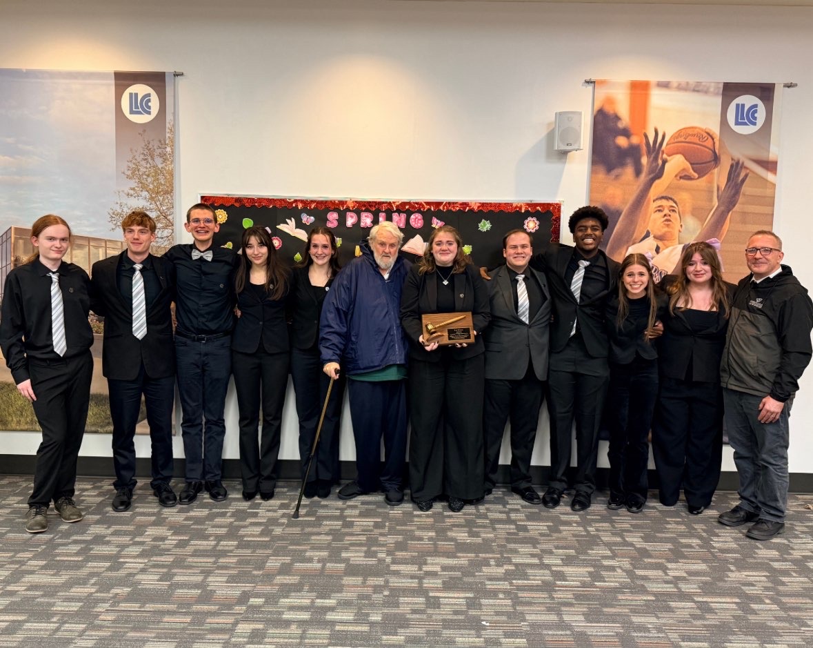The Normal West Mock Trial Team has etched their place in the history books with their first-ever state title. Team members, Jackson Weinger, Jordan Stovall, Olive Blick, Hayden Kuchefski, Raya Radoslavova, Kylie Pollett, Jacob McKinney, Katherine Masters, Anna Davitt, and Joey Smyder are currently preparing for their shot at a national title on May 8-9 in DeMoines, Iowa. Above, the team, along with head coaches John Bierbaum and Bob White, pose with their state championship trophy.