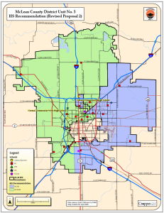 The above high school boundary diagram is what the district will be working towards in the coming years. To read more or see the other boundary diagrams, see https://www.unit5enrollmentplanning.com/